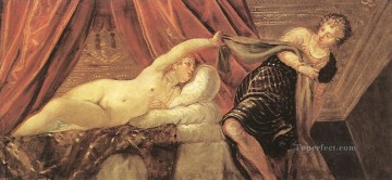  italiano Pintura al %C3%B3leo - José y Potifar, esposa del Tintoretto del Renacimiento italiano